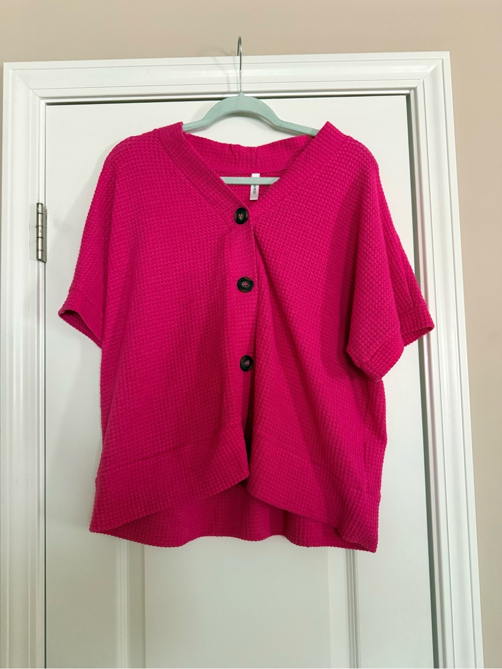 Hot Pink Textured Button-Front Top